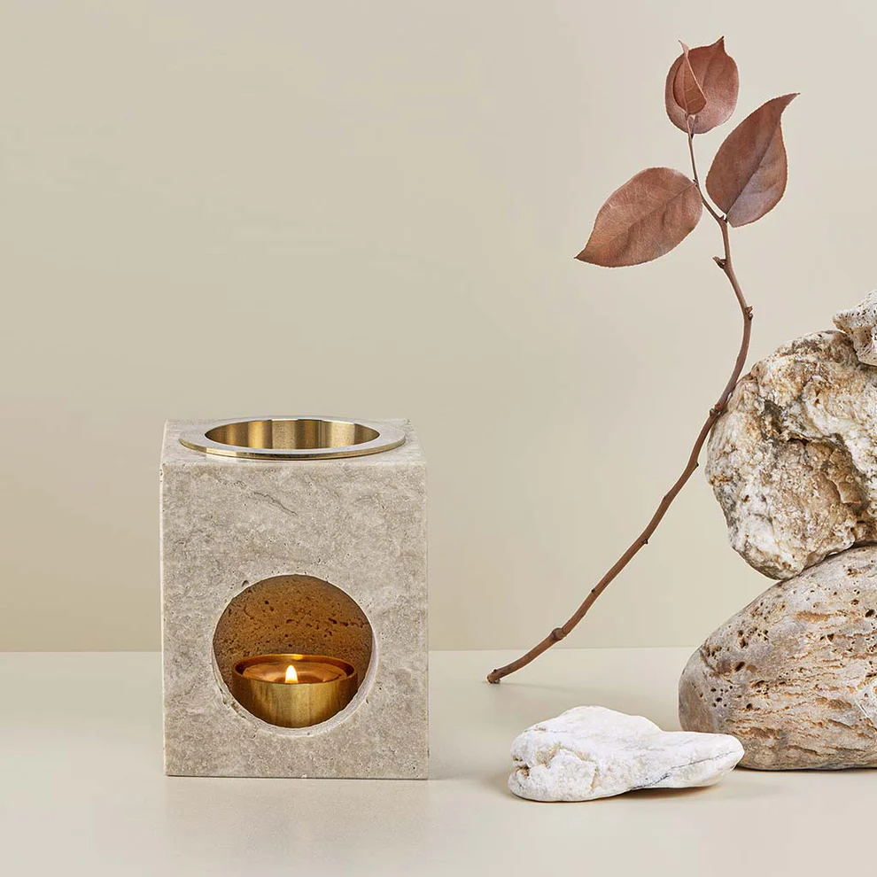 Odyssey - Travertine Stone Essential Oil Diffuser (Candle Burner) - Image 2