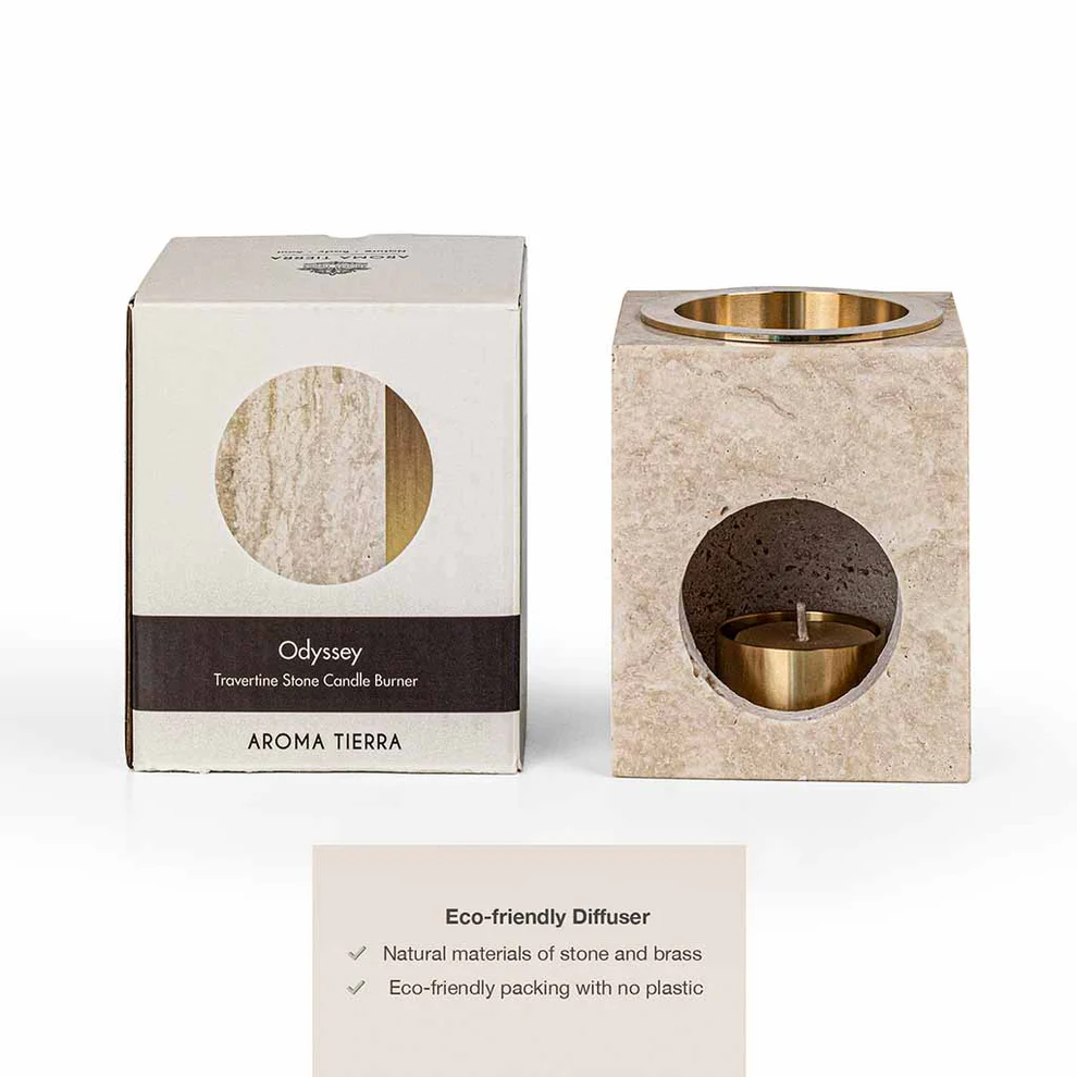 Odyssey - Travertine Stone Essential Oil Diffuser (Candle Burner) - Image 4